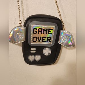 Novelty Game Over Purse - Gamer- Gamer  Girl Purse  - Black & Iridescent
